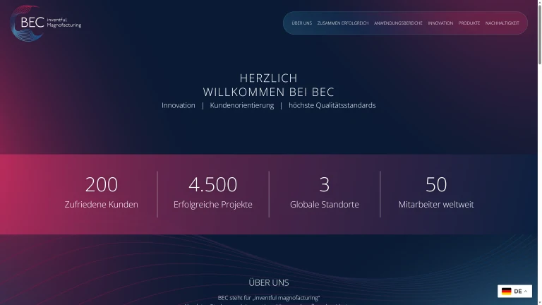 Website von BEC GmbH